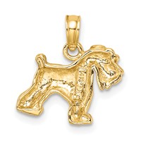 14K Yellow Gold Schnauzer Dog Pendant view 3