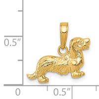 14K Yellow Gold Long-Haired Dachshund Dog Pendant view 4