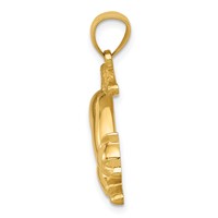 14K Yellow Gold Stretching Cat Pendant view 2