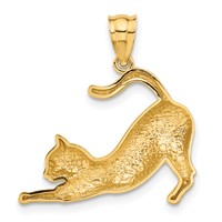 14K Yellow Gold Stretching Cat Pendant view 3