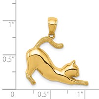 14K Yellow Gold Stretching Cat Pendant view 4