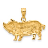14K Yellow Gold Pot Belly Pig Pendant view 3