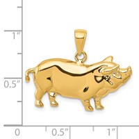 14K Yellow Gold Pot Belly Pig Pendant view 4