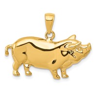 14K Yellow Gold Pot Belly Pig Pendant view 1