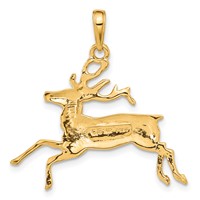 14K Yellow Gold Deer Running Pendant view 3