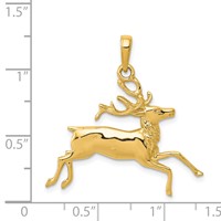 14K Yellow Gold Deer Running Pendant view 4