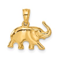 14K Yellow Gold 3-D Polished Elephant Pendant view 3