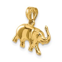 14K Yellow Gold 3-D Polished Elephant Pendant view 5