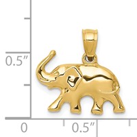 14K Yellow Gold 3-D Polished Elephant Pendant view 4