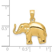 14K Yellow Gold Polished Elephant Pendant view 3