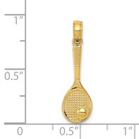 14K Yellow Gold 3-D Tennis Racquet and Ball Charm view 4