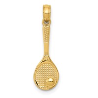 14K Yellow Gold 3-D Tennis Racquet and Ball Charm view 1