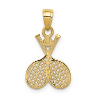 14K Yellow Gold Double Tennis Racquet Charm view 1