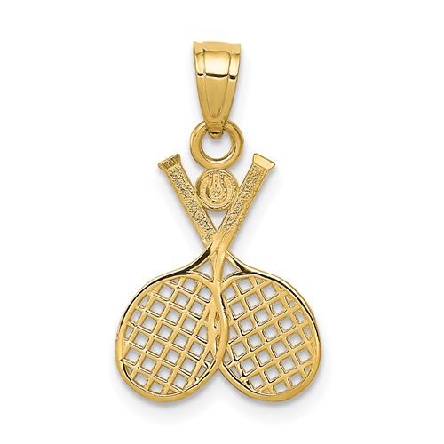14K Yellow Gold Double Tennis Racquet Charm