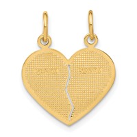 14K Yellow Gold Mom-daughter 2-Piece Break-apart Heart Charm view 3