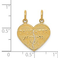 14K Yellow Gold Mom-daughter 2-Piece Break-apart Heart Charm view 4