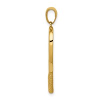 14K Yellow Gold Solid Polished 3-D Tennis Racquet Pendant view 2