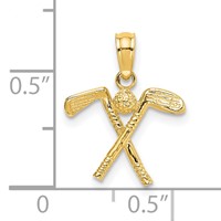 14K Yellow Gold 3-D Golf Clubs Charm with Ball view 3