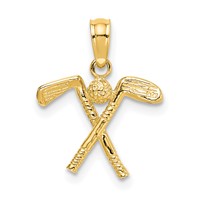 14K Yellow Gold 3-D Golf Clubs Charm with Ball view 1