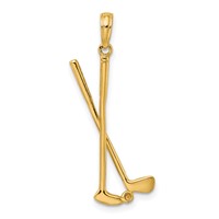 14K Yellow Gold 3-D Double Golf Clubs Charm with Ball view 4