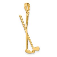 14K Yellow Gold 3-D Double Golf Clubs Charm with Ball view 5