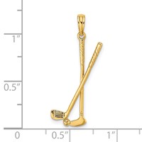 14K Yellow Gold 3-D Double Golf Clubs Charm with Ball view 3