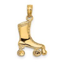 14K Yellow Gold 3-D Roller Skate Charm view 3