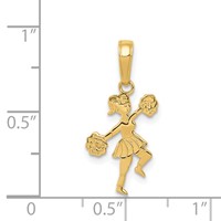 14K Yellow Gold Cheerleader Pendant with Pom-Poms view 4