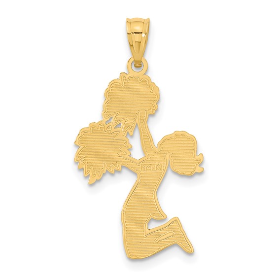 14k Diamond-cut Cheerleader Jumping with Pom-Poms Charm