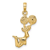 14K Yellow Gold 3-D Jumping Cheerleader Charm view 3
