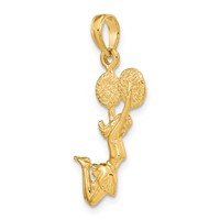 14K Yellow Gold 3-D Jumping Cheerleader Charm view 4