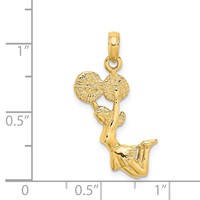 14K Yellow Gold 3-D Jumping Cheerleader Charm view 5