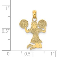 14K Yellow Gold Cheerleader Jumping Charm with Pom-Poms view 4