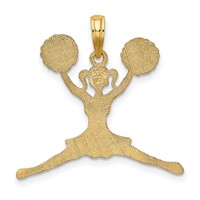 14K Yellow Gold Cheerleader Jumping Charm with Pom-Poms view 3