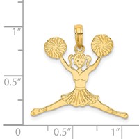 14K Yellow Gold Cheerleader Jumping Charm with Pom-Poms view 4