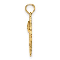14K Yellow Gold Volleyball Story in Leaf Circle Charm view 2