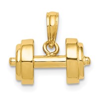 14K Yellow Gold 3-D Single Barbell Pendant view 4