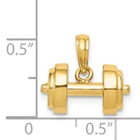 14K Yellow Gold 3-D Single Barbell Pendant view 3