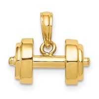 14K Yellow Gold 3-D Single Barbell Pendant view 1