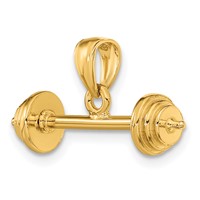14K Yellow Gold 3-D Barbell Pendant view 5