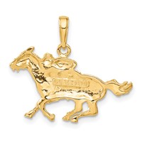 14K Yellow Gold Jockey on Horse Pendant view 3
