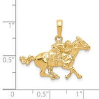 14K Yellow Gold Jockey on Horse Pendant view 4