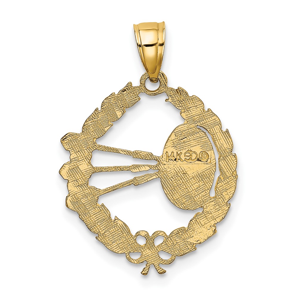 14k Dart Board and Darts in Leaf Design Charm (C3570)