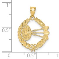 14K Yellow Gold Dart Board and Darts in Leaf Design Charm view 3