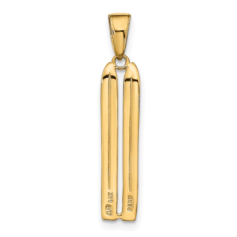 14k 3-D Snow Skis Pendant (C3576)