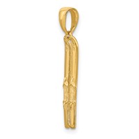14K Yellow Gold 3-D Snow Skis Pendant view 5