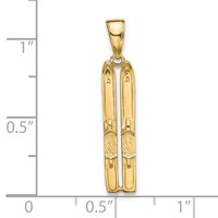 14K Yellow Gold 3-D Snow Skis Pendant view 4