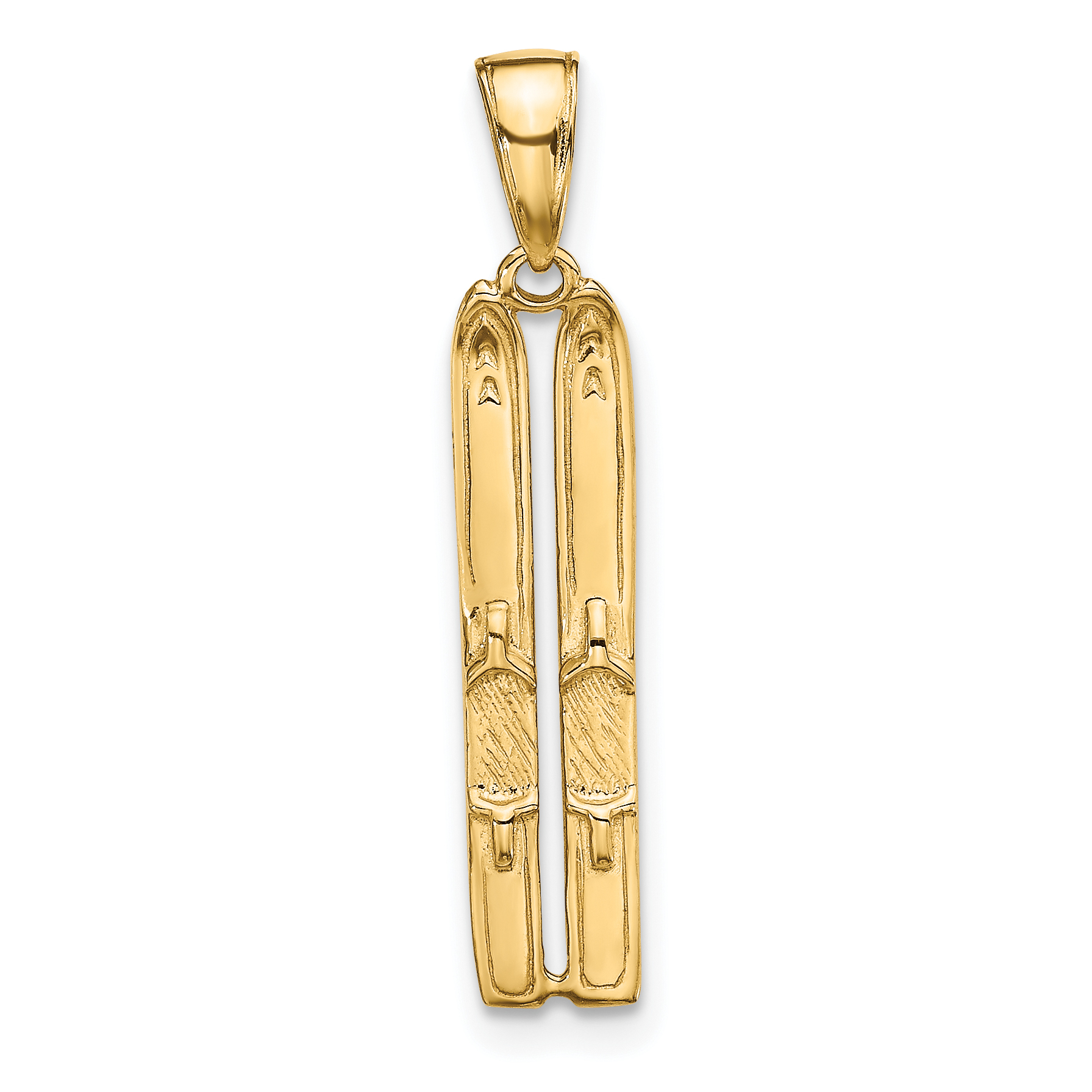 14k 3-D Snow Skis Pendant (C3576)