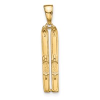 14K Yellow Gold 3-D Snow Skis Pendant view 1