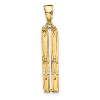 Gold Polished Snow Skiing Pendants